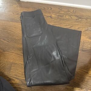 Zara black faux leather high waisted pants
